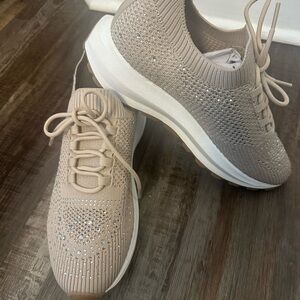 Jellypop Tan Sneakers with Knit Upper and Sleek Design